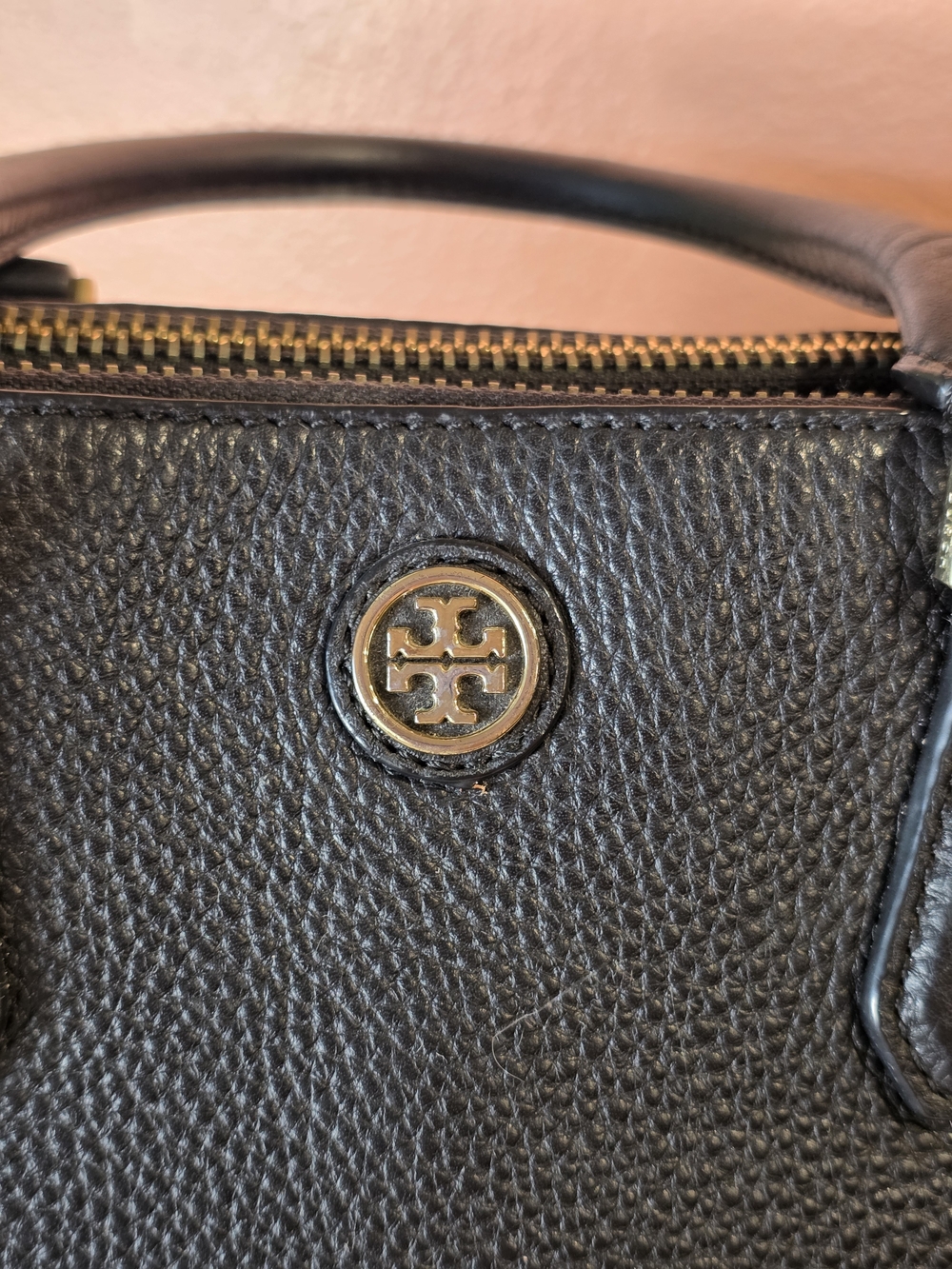Tory Burch Black Pebbled Leather Tote Luxury Minimalist Chic Preppy Handbag - Picture 16 of 16